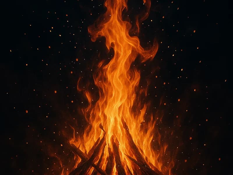 Hoguera ardiendo en la playa durante la noche de San Juan
